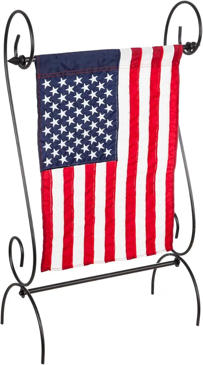 Evergreen Flag Scroll American Garden Flag Stand | Premium Metal Iron Garden Flag Holder Stand for Outside House Decor | Fits 12x18 Garden Flags for Outside by GreenHaven Gardens