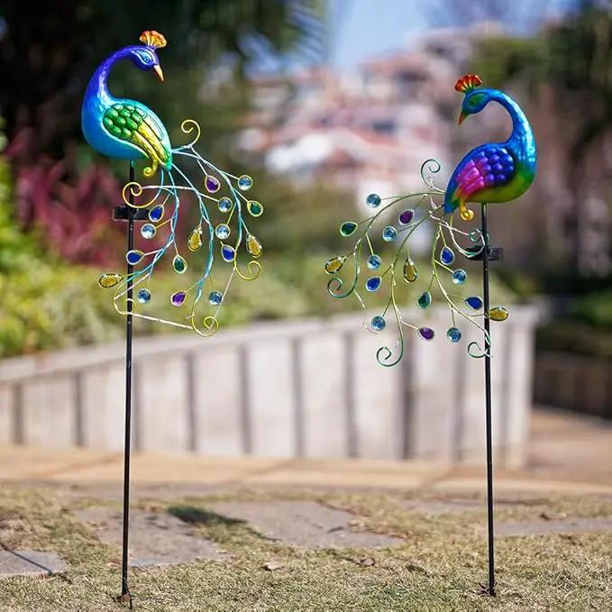 DREAMSOUL 2 Pack Peacock Solar Lights Outdoor, Waterproof Metal Peacock Outdoor Solar Lights for Yards Pathway Lawn Decoration Peacock Gifts by GreenHaven Gardens