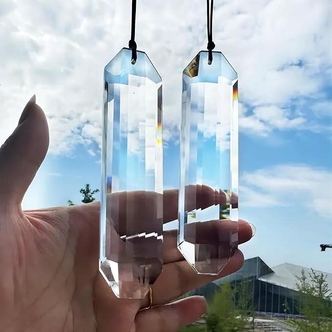 HDCRYSTALGIFTS Set 2 Crystal Suncatchers, 120mm Large Prism Sun Catchers Windows Hanging Ornaments Rainbow Maker Pendant Indoor Outdoor Garden Decor,Clear by GreenHaven Gardens