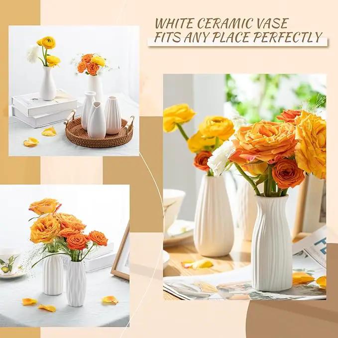 Small White Ceramic Vase Set of 10 - Mini Bud Vases for Flowers and Pampas Grass, Boho Centerpieces for Home and Party Decor, White Vases Home Decor, Ceramic Vase Set for Weddings by GreenHaven Gardens