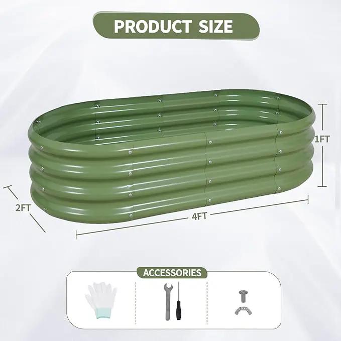 Galvanized Raised Garden Bed Outdoor- 2 Pcs Raised Beds for Gardening| Metal Planter Box, Steel Raised Garden Bed Kit with Gloves for Vegetables, Flower, Herbs (4x2x1FT, Green) by GreenHaven Gardens