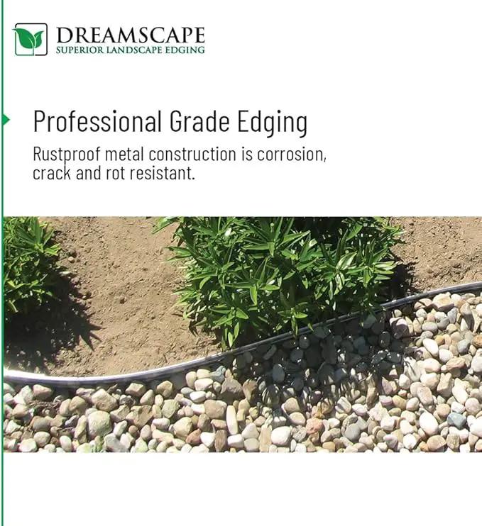Dreamscape E-Z Edge Aluminum Landscape Edging - 4 Strips, 6ft Each (24ft Total), Black Painted - Professional Quality Landscaping Border, Metal Divider for Lawn, Garden, Flowerbed by GreenHaven Gardens