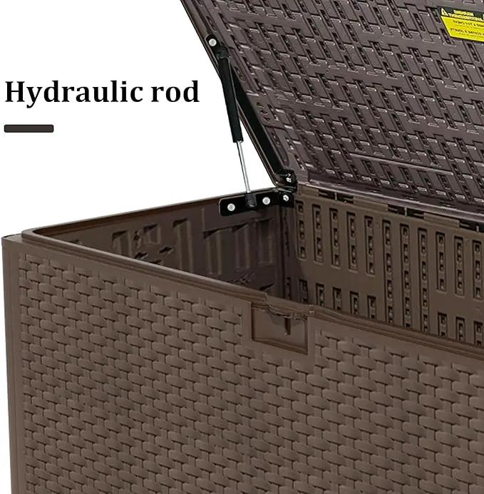180 Pro Gallon Waterproof Outdoor Storage Bin Resin Deck Box for Patio, Poolside, and Garden, Lockable & UV-Resistant, Brown by GreenHaven Gardens