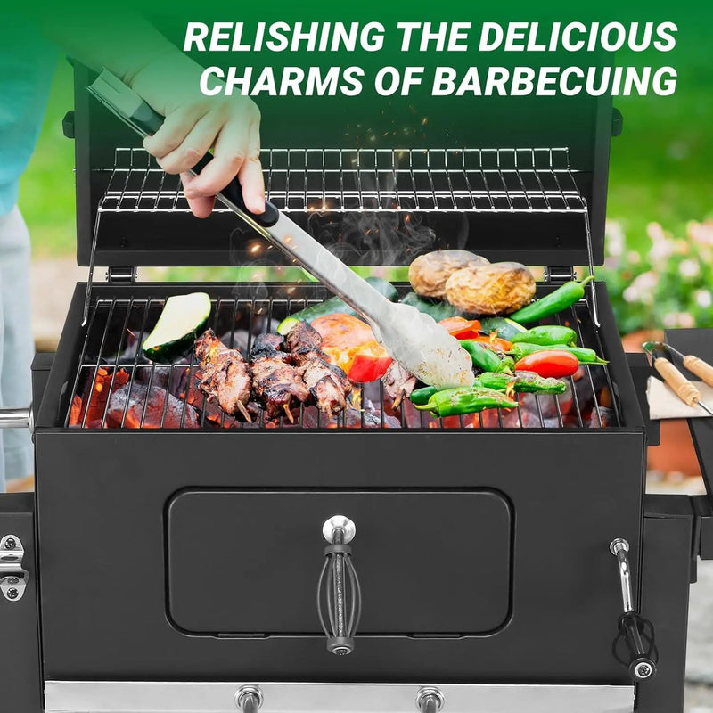 Outvita Large Barrel Charcoal BBQ Grills with 794 SQ.IN. Cooking Area, Outdoor Barbecue Grill with Adjustable Charcoal Tray & Foldable Side Table for Backyard Patio Picnic by GreenHaven Gardens