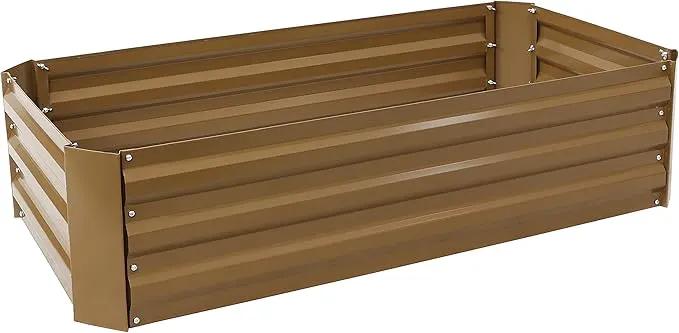 Sunnydaze 11.75" H Raised Metal Garden Bed - Galvanized Raised Garden Bed Outdoor for Vegetables and Flowers - Brown - 4' x 2' Rectangle by GreenHaven Gardens