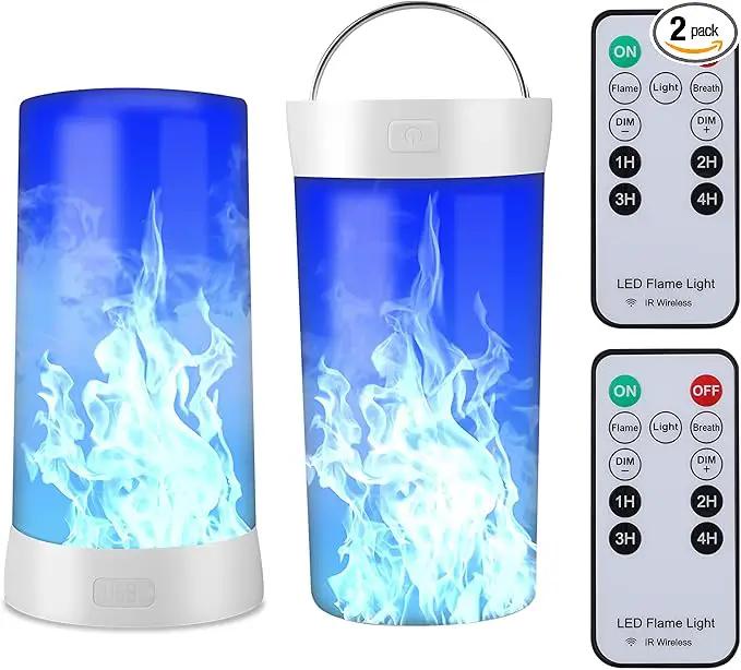 Led Flame Light,USB Rechargeable LED Fire Candles Outdoor Hanging Lamps with Remote for Home Party Halloween Christmas Decoration (Blue) by GreenHaven Gardens