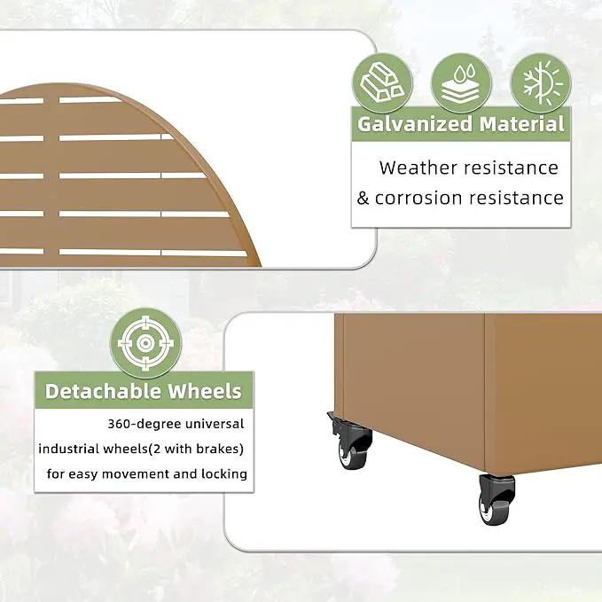 Casaphoria Metal Raised Garden Bed with Trellis and Wheels, 72"x35"x16" Arched Planter Box for Climbing Plants, Vegetables & Vines, Features Drainage Holes and Privacy Screen (Brown-Louvered) by GreenHaven Gardens