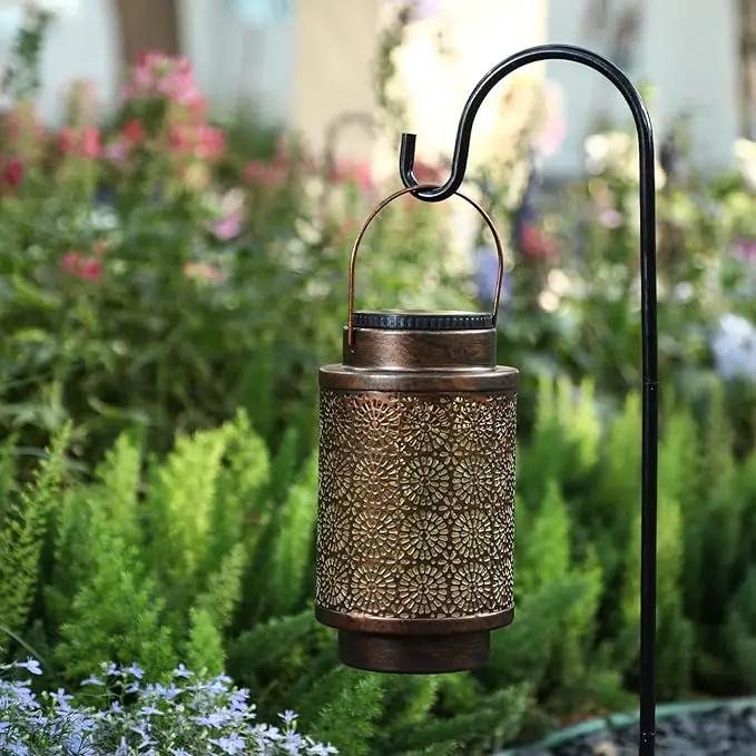 2 Pack Solar Lanterns Outdoor Waterproof, Hanging Led Lantern Garden Decorative, Metal Decorative Garden Lights, Solar Outdoor Lights Decor for Table Patio Garden Yard Pathway, Bronze, T00012 by GreenHaven Gardens