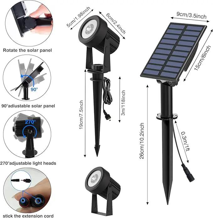 Solar Landscape Spotlights 4 Pack Warm White 3000K, T-SUNUS IP65 Waterproof Outdoor Solar Spot Lights for Yard 9.8ft Cable, Separated Panel Garden Light for Flag Driveway Porch Walkway Pool Patio Pond by GreenHaven Gardens