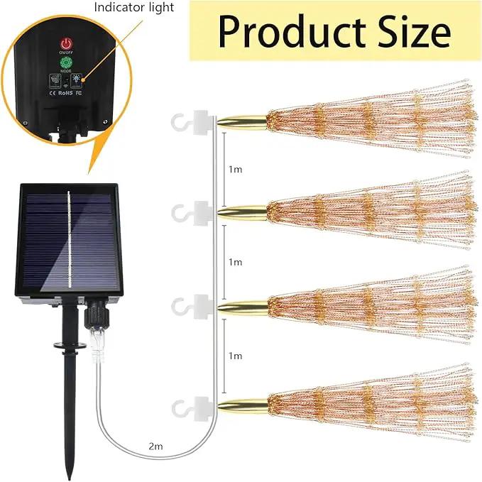 4 Pcs 800LED Solar Starburst Sphere Lights,Firework Lights Remote Control Timer 8 Modes Dimmable Waterproof Hanging Fairy Lights, Sparkly Lights for Patio Garden Tent Outdoor(Warm White) by GreenHaven Gardens