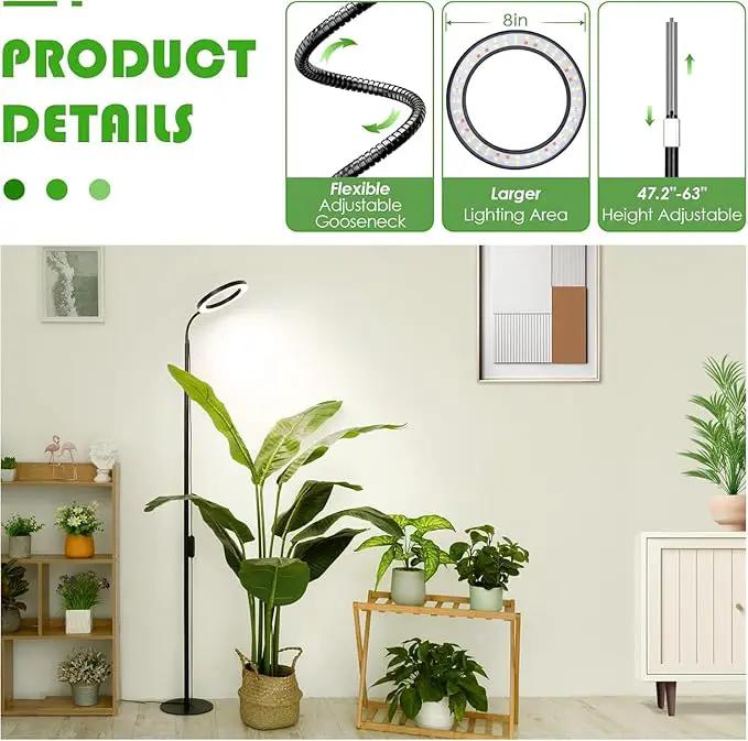 LBW Grow Lights for Indoor Plants with Stand Full Spectrum, Floor Plant Lights for Indoor Growing, 108 LEDs Standing Plant Lamp, 4/8/12H Auto Timer, 6 Brightness, Height Adjustable,7.8 Diameter by GreenHaven Gardens