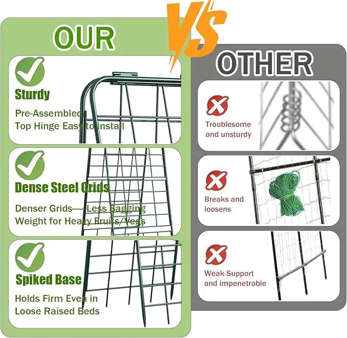 Heavy Duty 50"x17" Adjustable A-Frame Trellis for Climbing Plants – Rust-Proof Metal Garden Trellis with Dense Grid Design, Perfect for Raised Beds, Tomatoes, Cucumbers & Outdoor Vines (Green, 2 Pcs) by GreenHaven Gardens