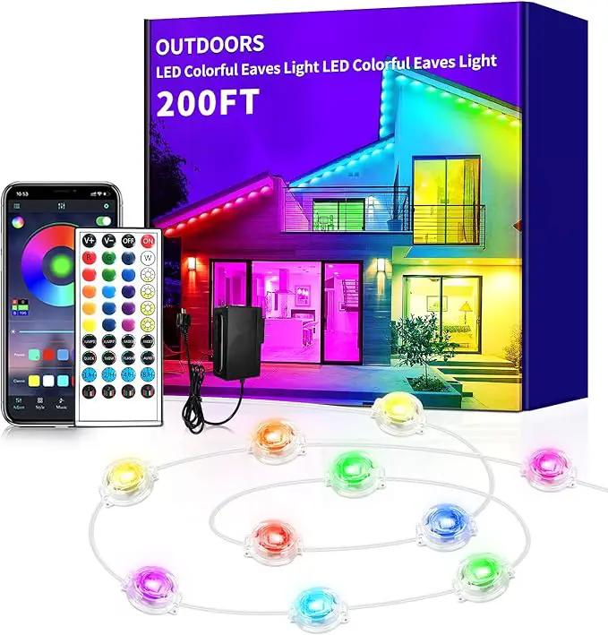 200ft Permanent Outdoor Lights,RGB Eaves Light with App Control Remote,DIY IP67 Waterproof Under Eave Lighting,Outside led Lights for Christmas,Garden,House Decorations by GreenHaven Gardens