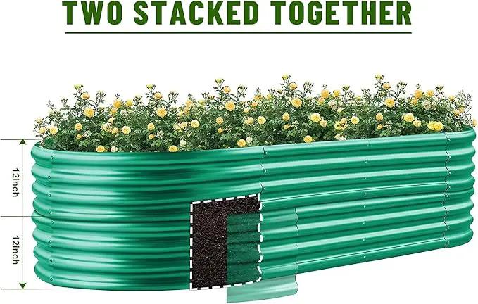 Land Guard 8×4×1 ft Green Raised Garden Bed, Vego Garden Raised Bed, Above Ground Flower Bed for Vegetables, Flowers, Herbs（Green）… by GreenHaven Gardens