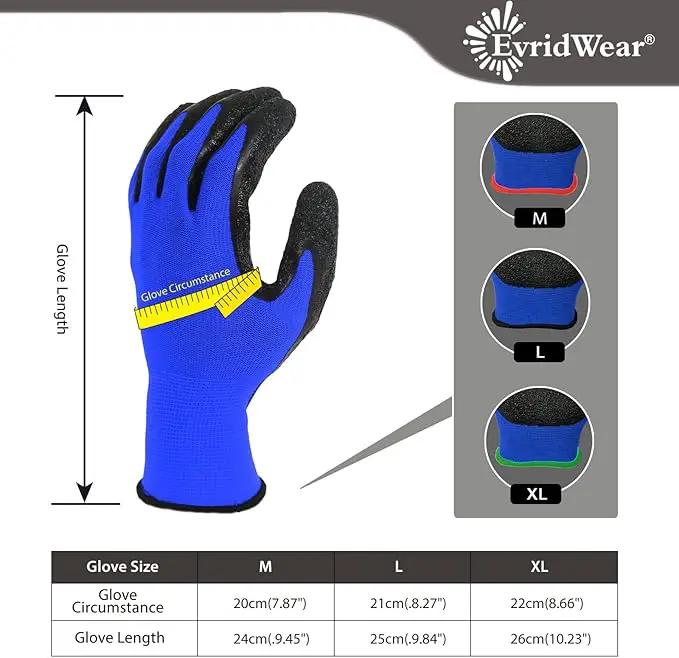 Evridwear Crinkle Latex Rubber Hand Coated Safety Work Gloves for Men Women General Multi Use Construction Warehouse Gardening Assembly Landscaping (M-Size) Blue 120 Pairs Pack by GreenHaven Gardens