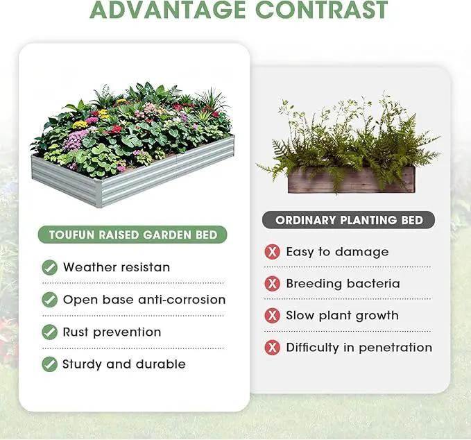 Raised Garden Bed,Galvanized Raised Garden Beds Outdoor for Vegetables Flowers Herbs, Raised Bed Planter Box, Metal Raised Garden Bed Kit with Gloves, 6x3x1ft,Gray by GreenHaven Gardens