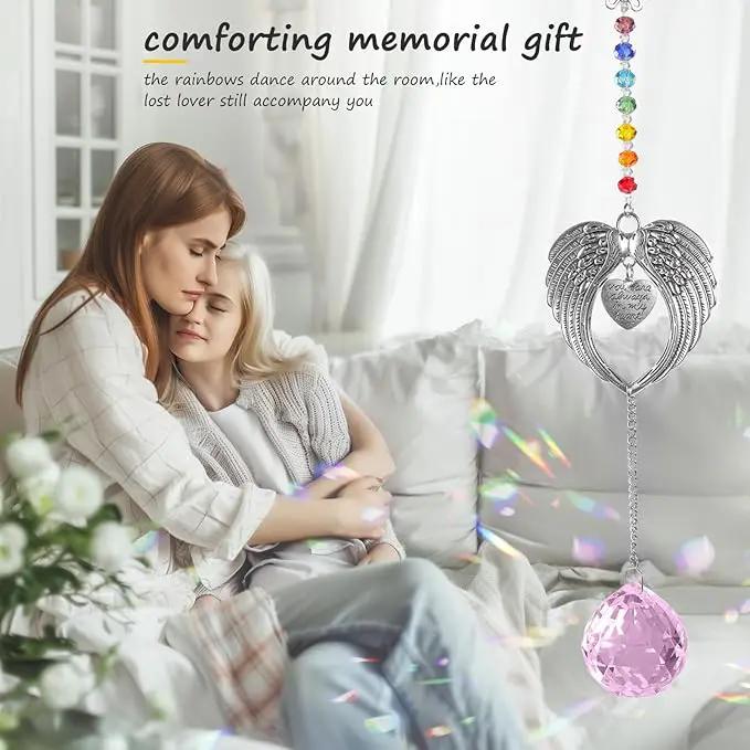 Memorial Gifts for Loss of Loved One Unique Sympathy Gifts Rainbow Sun Catcher Indoor Window Hanging Crystal Prism Grief Bereavement Gifts Ideas for Who Loss of Mom Dad (Pink) by GreenHaven Gardens