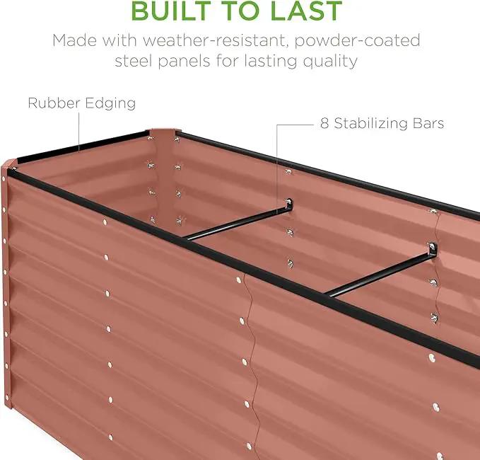 Best Choice Products 8x2x2ft Outdoor Metal Raised Garden Bed, Rectangular Deep Root Planter Box for Vegetables, Flowers, Herbs, and Succulents w/ 239 Gallon Capacity - Terracotta by GreenHaven Gardens