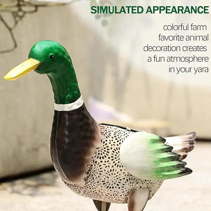 Metal Outdoor Duck,with Solar Light Duck Ornament, Metal Mallard Sculptures, for Backyard Patio Decor and Garden Lawn Decor, Mother's Day and Father's Day Gifts9.8H (Mallard) by GreenHaven Gardens