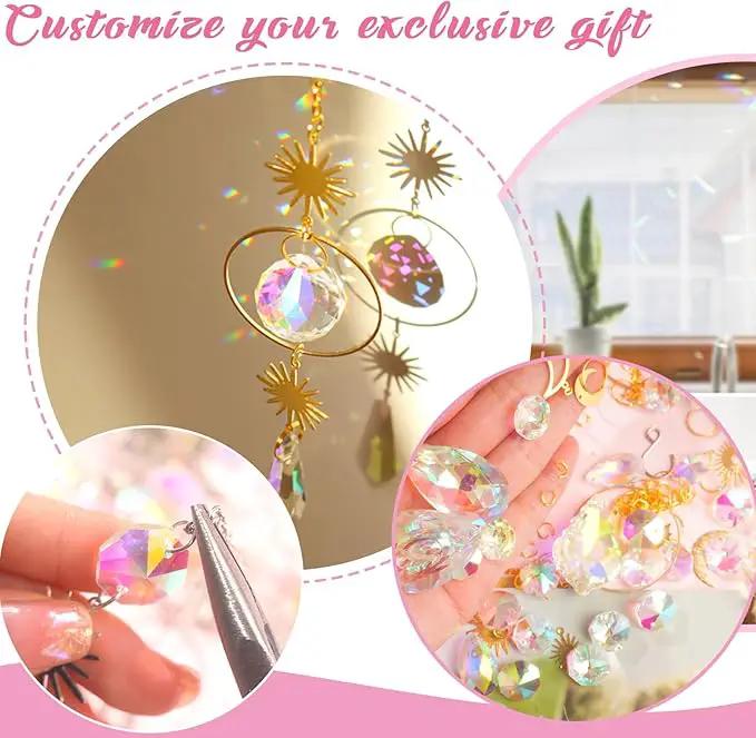 ilclviz DIY Suncatcher Making Kits for Adults 200PCS DIY Crystal Suncatcher Kit Sun Catchers Prism Supplies, DIY Gifts for Mom(Gold) by GreenHaven Gardens