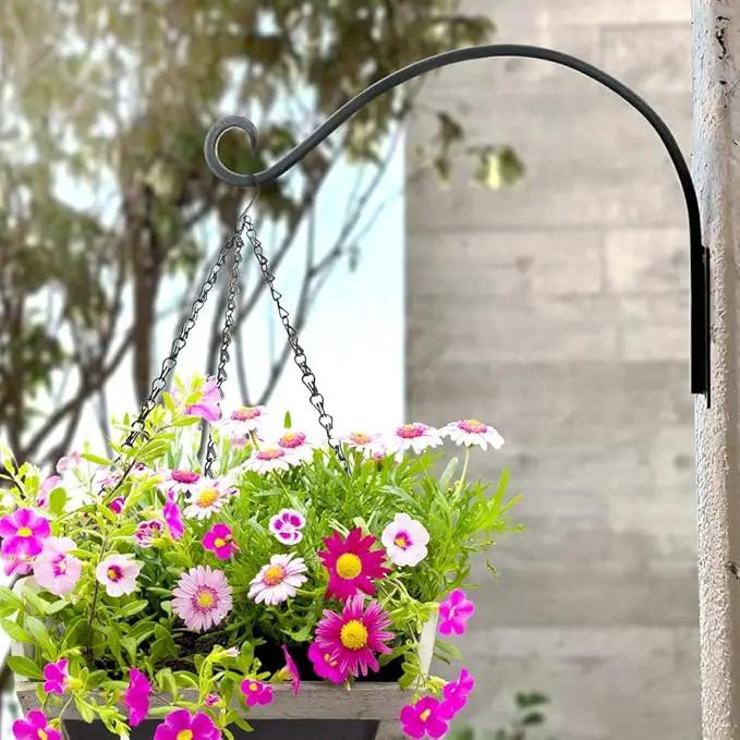 AJART Hanging Plant Hanger Outdoor: 2Pieces Bird Feeder Wall Hooks - 16-Inch Heavy-Duty Plant Bracket Hook for Hanging Flower Baskets by GreenHaven Gardens