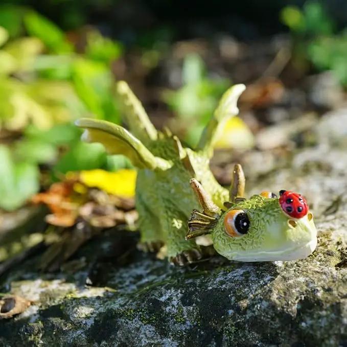 Top Collection 4414 Miniature Fairy Garden & Terrarium Mini Dragon Playing with Ladybug Statue, Small by GreenHaven Gardens