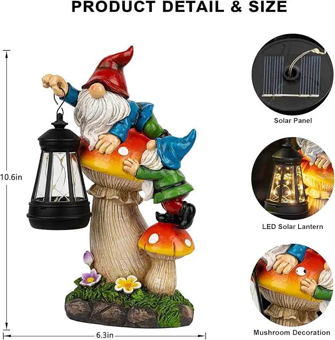 C&Y&G&X Solar Garden Gnome Statue - Waterproof Outdoor Mushroom Decor with Solar Lantern LED Lights for Yard, Lawn, Patio – Ideal Gifts for Mom Grandma Women Wife Sister by GreenHaven Gardens