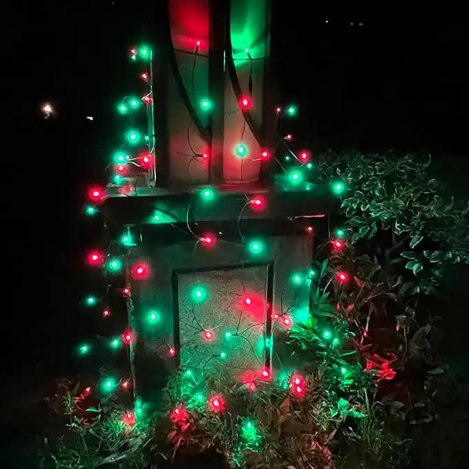 HISHINY LED Christmas Net Lights Outdoor, 5ftx5ft 100LED Green Wire, Connectable Bush Mesh Net Lights String for Halloween Christmas Party,Shrub,Yard,Tree（Red&Green） by GreenHaven Gardens