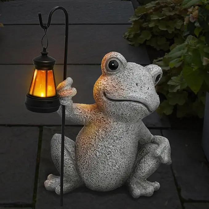 Solar Garden Outdoor Statues Frog with Solar Lantern, Lawn Decor Frog Figurine for Patio Balcony Yard, Yard Unique Christmas Birthdays Gift for Mom Grandma by GreenHaven Gardens