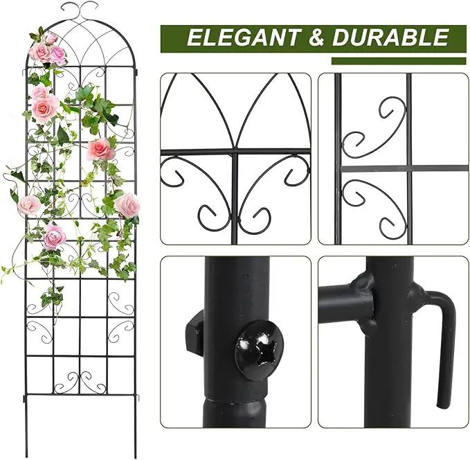 2 Pack Metal Garden Trellis 86.2x19.7inch for Climbing Plants,Rustproof Sturdy Black Steel Trellis Plants Support Outdoor for Outdoor Roses Vine Cucumbers Vegetables Flower Support by GreenHaven Gardens
