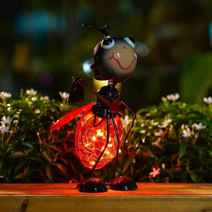Solar Ladybug Garden Lantern Waterproof LED Ladybug Solar Lights Outdoor Decorative Tabletop Lanterns Lamp for Yard Patio Table Decoration by GreenHaven Gardens
