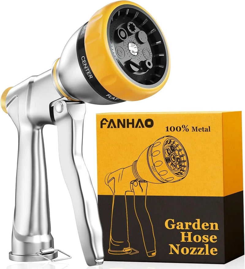 FANHAO Garden Hose Nozzle Sprayer, 100% Heavy Duty Metal Water Hose Sprayer with 7 Spray Patterns, High Pressure Spray Nozzle for Watering Plants & Lawns, Washing Cars & Pets by GreenHaven Gardens