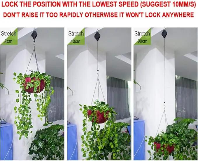 Pack Plant Hook Pulley, Retractable Plant Hanger Easy Reach Hanging Flower Basket for Garden Baskets Pots and Birds Feeder Hang High up and Pull Down to Water Or Feed (Black 6Pack) by GreenHaven Gardens