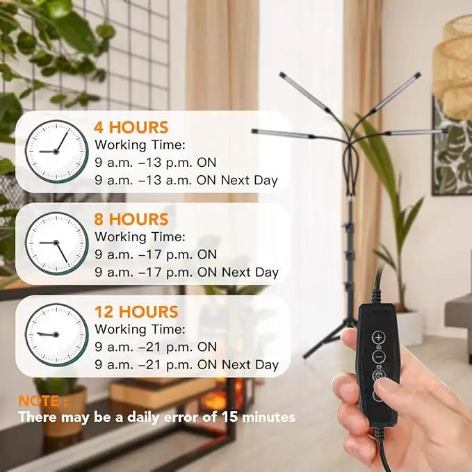 GHodec Grow Light with Stand, 5500K Full Spectrum Gooseneck Floor Plant Light for Indoor Plants Growing,5 Dimmable Levels & Auto On/Off Timer,Tripod Stand Plant Lamp Height Adjustable by GreenHaven Gardens