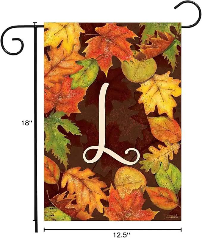 Briarwood Lane Fall Leaves Monogram Letter L Garden Flag by GreenHaven Gardens