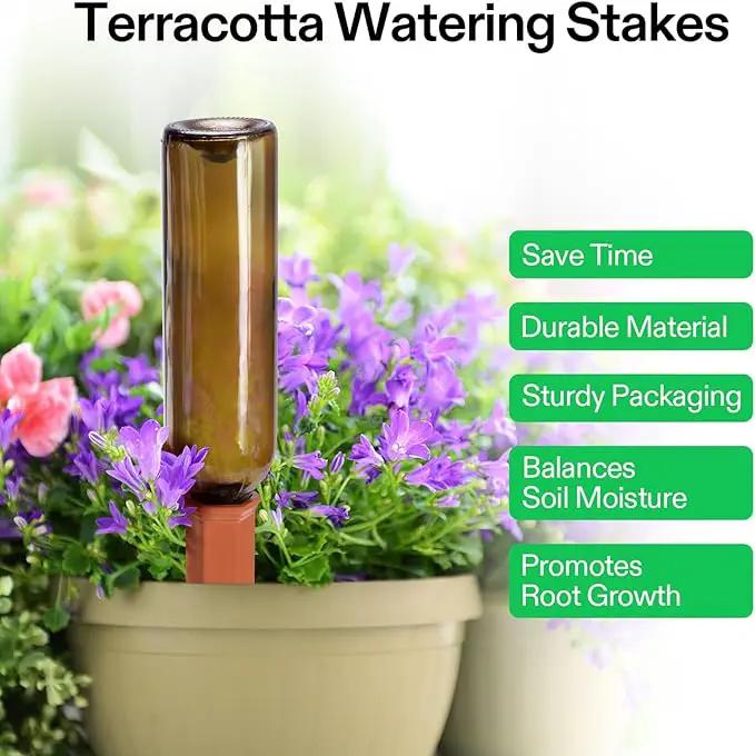 VIVOSUN 6-Pack Self-Watering Spikes, Hexagonal Terracotta Watering Stakes, Auto-Water Device, Planter Insert for Indoor & Outdoor Potted Plants by GreenHaven Gardens