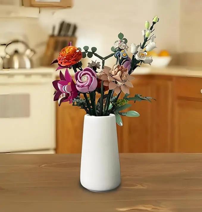Simple Vase for Flowers Plants, Matte Vases for Modern Table Shelf Home Decor Wedding Boho Decor, 6" H Frosted Elegant Ceramic Vase for Pampas Grass Fluffy Stem Bouquet Lavender Flowers (White, 2) by GreenHaven Gardens