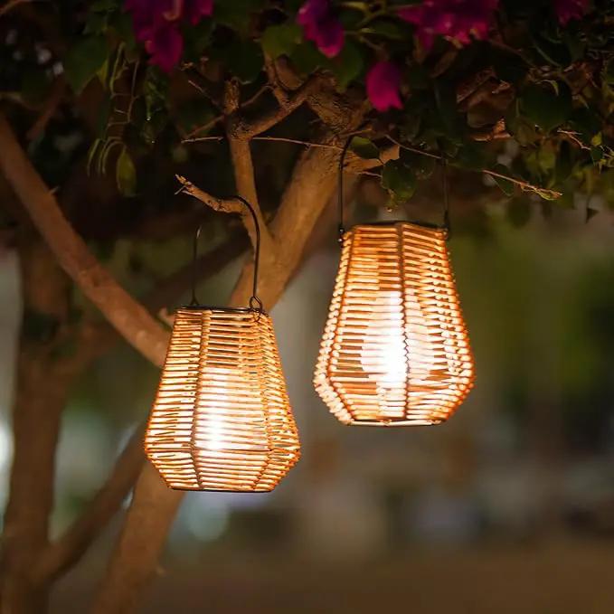 Solar Lanterns Outdoor Waterproof,Solar Lights for Outside Hanging Lights Outdoor Rattan Lantern Decoration for Garden, 2 Pack by GreenHaven Gardens