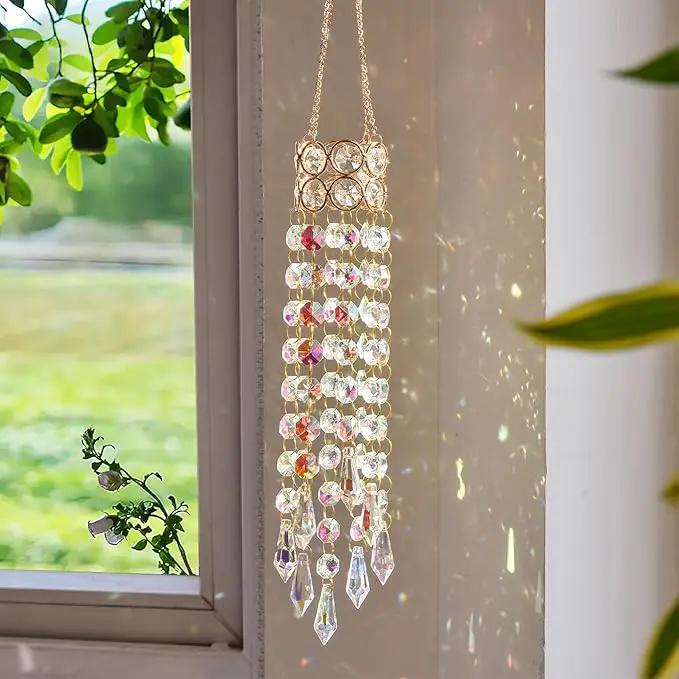 Hanging Window Garden Crystal Sun Catcher, Gold-Plated Sun Catcher for Indoor and Outdoor Decoration, Light Catcher, Party Crystals (AB Colour) by GreenHaven Gardens