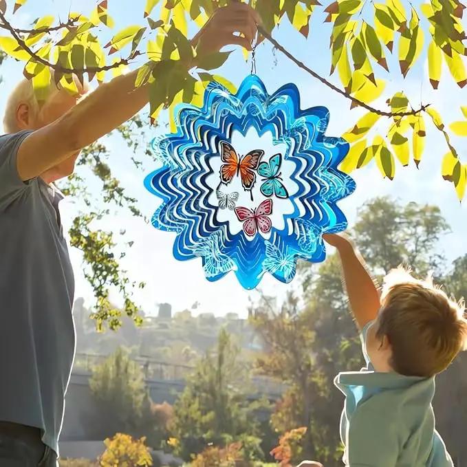 Butterfly Wind Spinner Outdoor, Wind Spinners for Yard and Garden, 3D Metal Butterfly Wind Catcher Decor Hanging Wind Sculpture Decoration, Butterfly Gift for Women Girl Mother Wife Grandma by GreenHaven Gardens