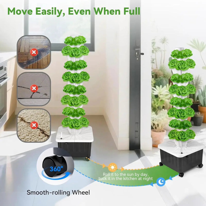 BAOSHISHAN Vertical Hydroponic Garden Tower, 40 Pods 8 Tiers Hydroponics Tower Outdoor, Vertical Hydroponic System with Water Pump for Vegetable Herb Fruit by GreenHaven Gardens