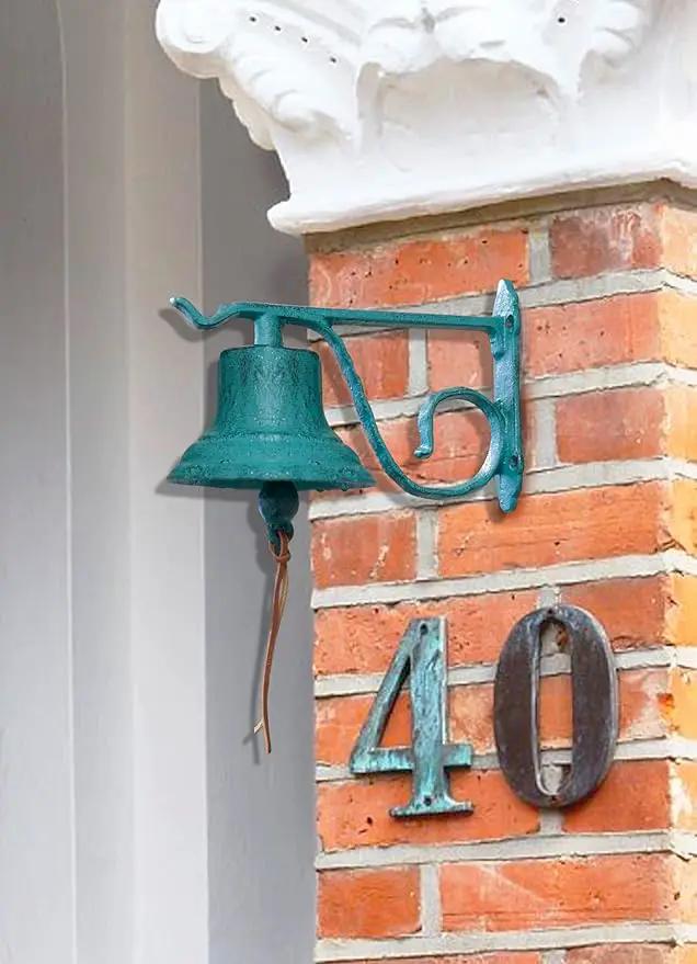 NACH Rustic Cast Iron Doorbell, Small Door Bells for Homes, Dinner Bell, Small Bell, Kitchen Door Bell, Turquoise Door Bell, 8.5x5x6.5 Inches, JS-90-091AT by GreenHaven Gardens