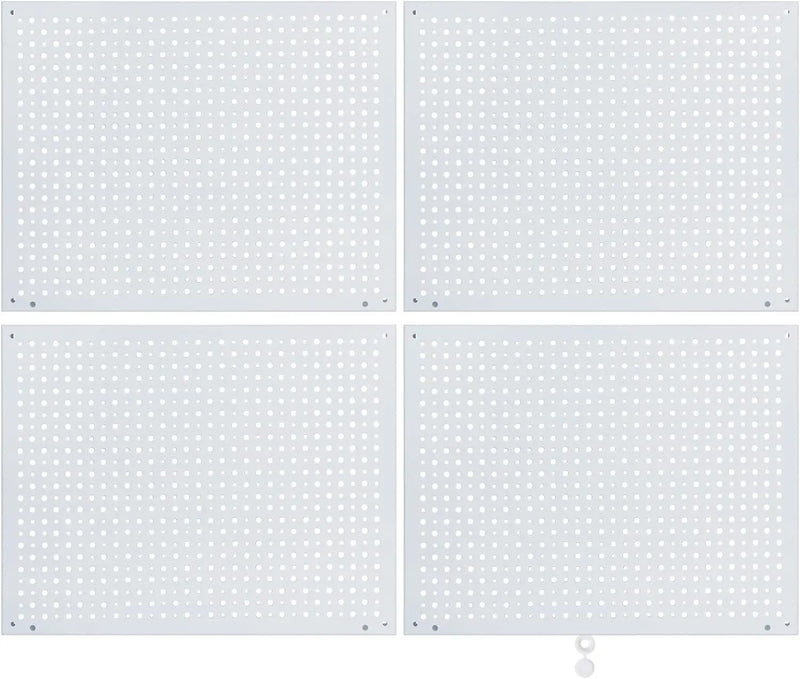 Peg Board, Heavy Duty Steel Organization Panels, Universal 1/8 and 1/4 Peg Board Accessories, Ideal for Garage Tool Storage, Pack of 4(White, 16X12) by GreenHaven Gardens