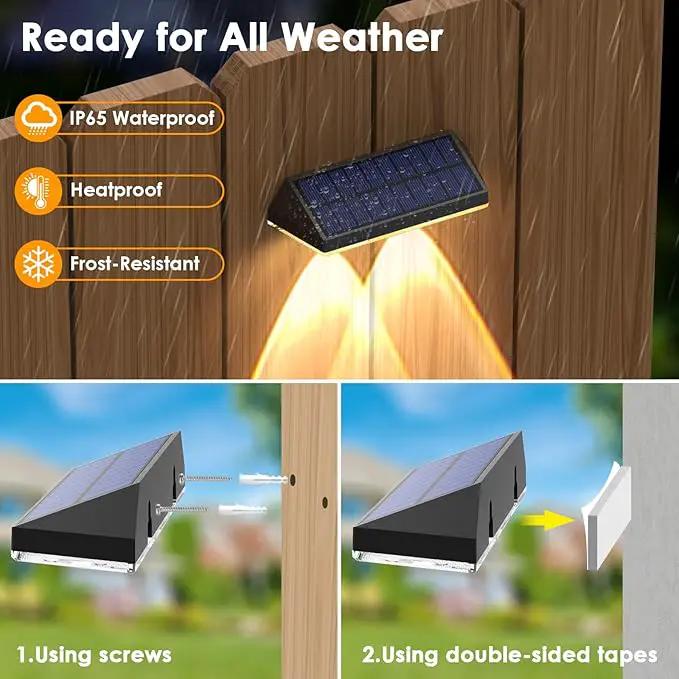 9 Pack Solar Fence Lights Outdoor, LED Dusk to Dawn Waterproof Deck Lights for Outside Step Wall Porch Patio Garden Decor (3000K/4500K/6000K) by GreenHaven Gardens