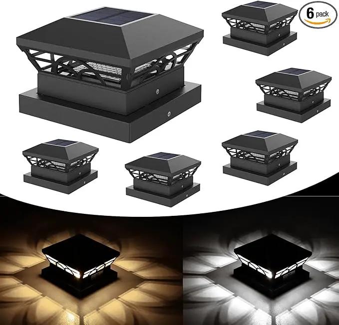 T-SUN Solar Powered Post Cap Lights Outdoor Waterproof for 4x4/5x5/6x6 Wooden/Vinyl Fences - Adjustable Warm/Cool White Modes for Deck, Mailbox, Garden, Porch, Patio, and Decorative Accents (6 Pack) by GreenHaven Gardens