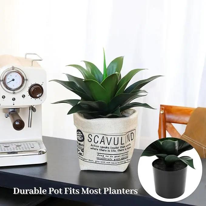 JUSTOYOU 14" Large Artificial Succulent Faux Agave Plant in Pot, Fake Potted Desk Plant Realistic Greenery Artificial Plants for Indoor Office Home Decor Bathroom Kitchen Shelf (Dark Green) by GreenHaven Gardens
