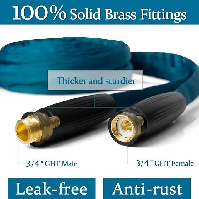 Garden Hose 50ft, Made of TPE(Not PVC), Ultra-Light & Flexible Water Hose with Solid Brass Fittings, Non-Shrinking, Easy to Storage, Drinking Water Safe Material, All-weather, SeaBlue by GreenHaven Gardens