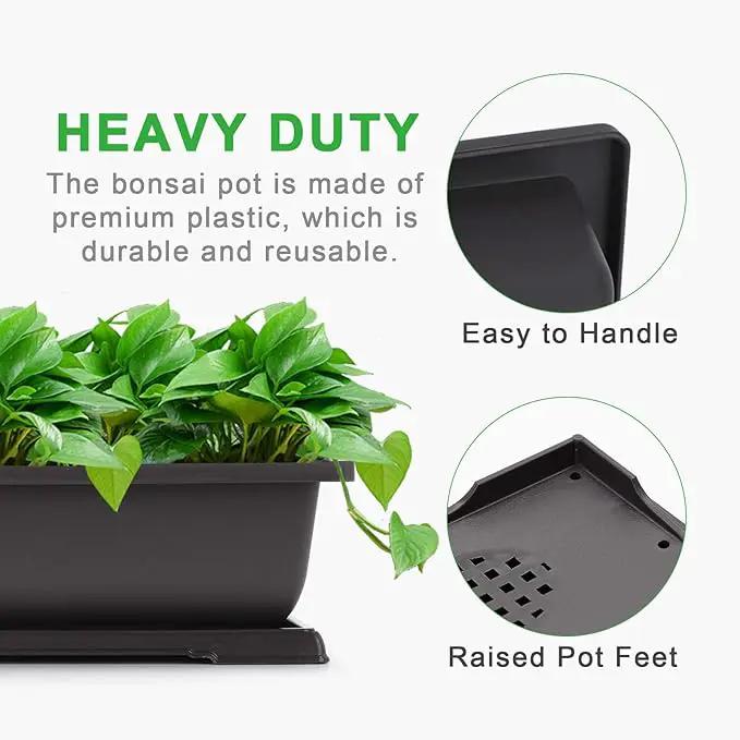 GROWNEER Bonsai Pots 3 Packs 11 Inch Bonsai Training Pot with Humidity Trays and Repotting Mat Tree Starter Kit Growing Planter for Garden Yard Office Indoor Outdoor by GreenHaven Gardens