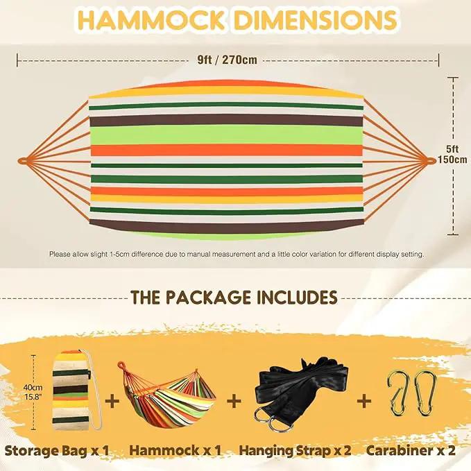 ANYOO Cotton Hammock Portable Camping Hammocks for Hanging Sturdy Garden Comfortable Fabric Hammock with Tree Straps Up to 660lbs with Travel Bag for Camping Outdoor/Indoor Patio Backyard by GreenHaven Gardens