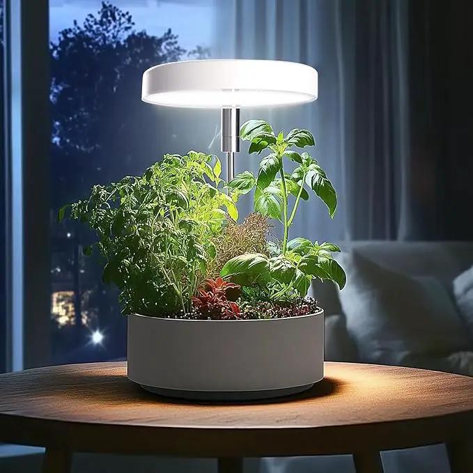 Grow Lights for Indoor Plants Small Potted - Full Spectrum, Auto 3/9/12H Timer, 10-Level Dimming & Adjustable Height - Compact Grow Light for Succulents, Herbs, Foliage in Home/Office (White,1PACK) by GreenHaven Gardens